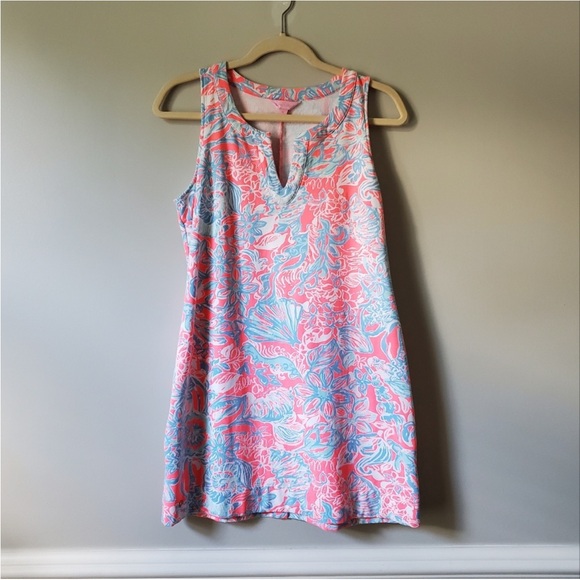 LILLY PULITZER | Pink & Blue Estrada Pink Sun Ray Summer Shift Dress | M - Picture 2 of 6
